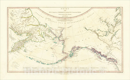 Historic Map : Chart of the NW Coast of America and the NE Coast of Asia, 1794, William Faden, Vintage Wall Art