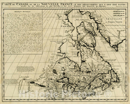 Historic Map : Carte Du Canada ou de la Nouvelle France, & Des Decouvertes, 1719, Henri Chatelain, Vintage Wall Art