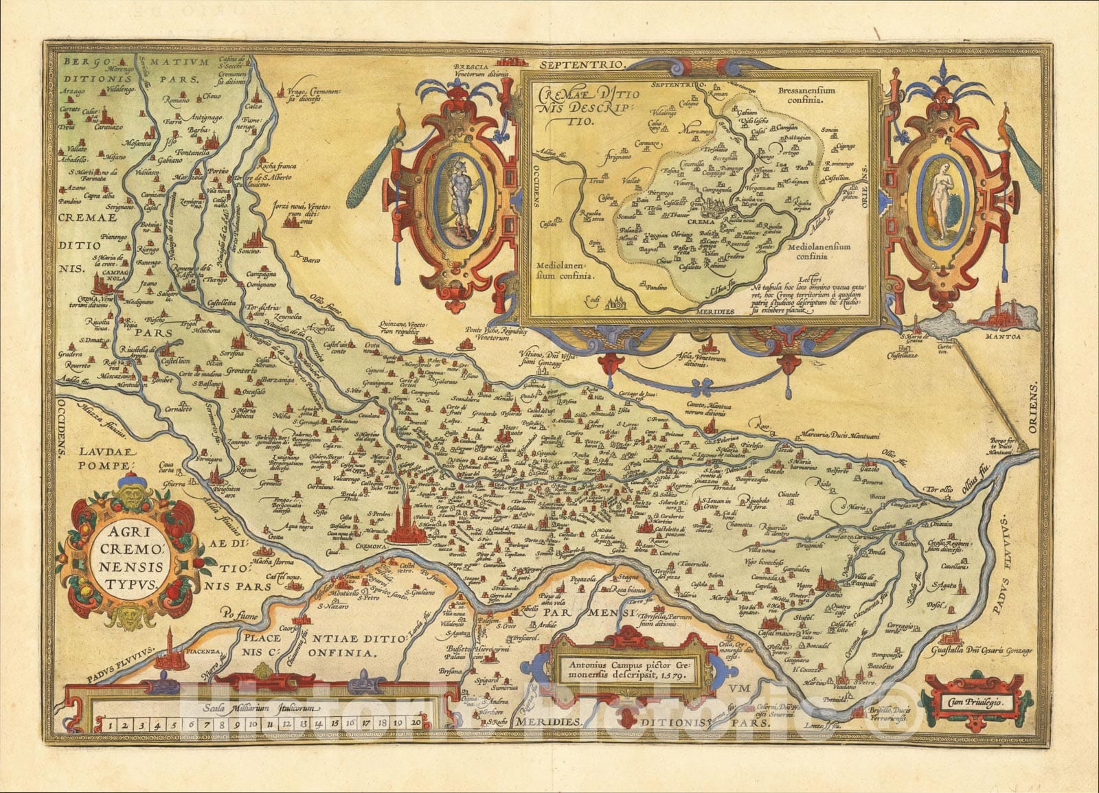 Historic Map : Agri Cremonensis Typus, 1588, Abraham Ortelius, Vintage Wall Art