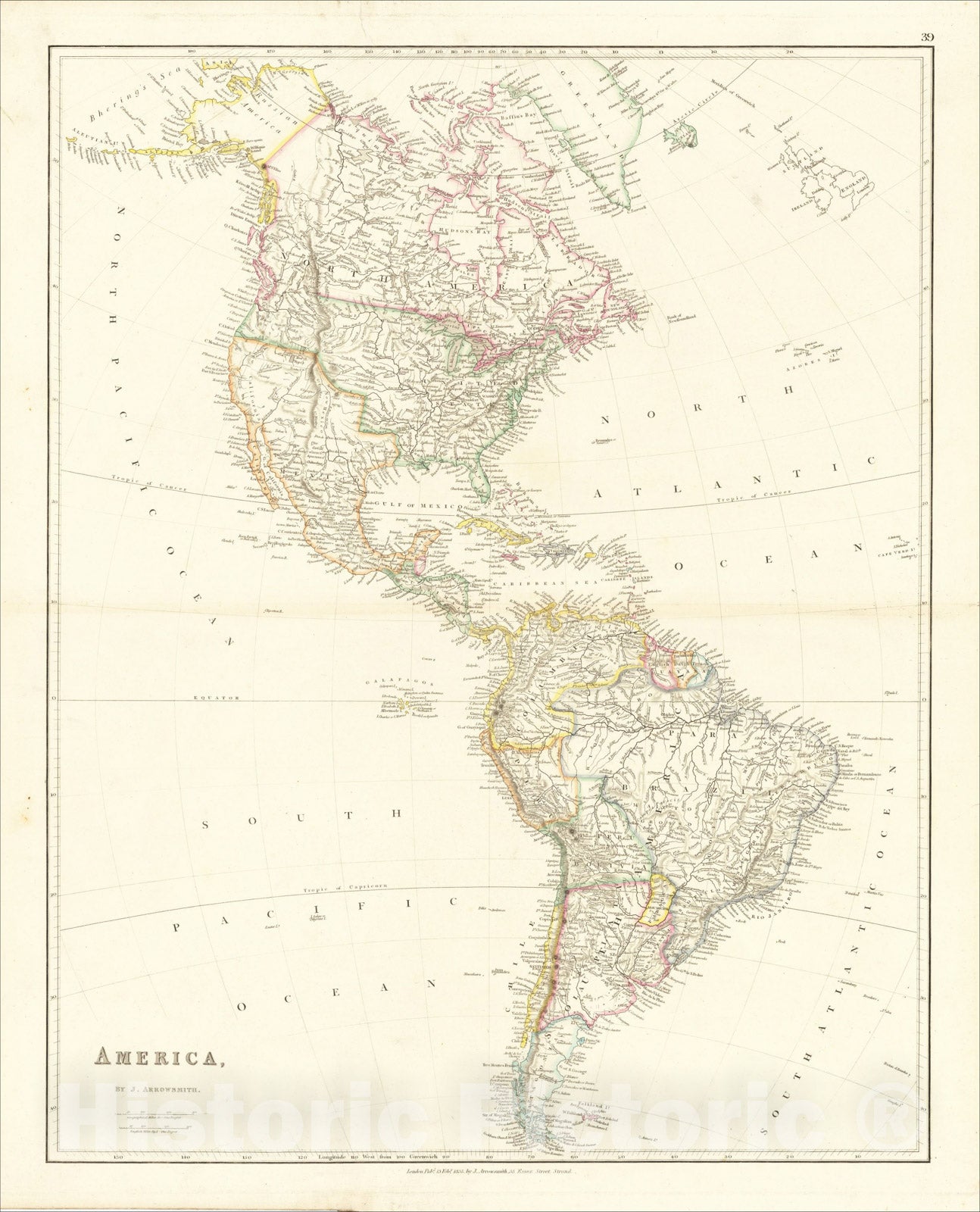 Historic Map : America, 1835, John Arrowsmith, Vintage Wall Art