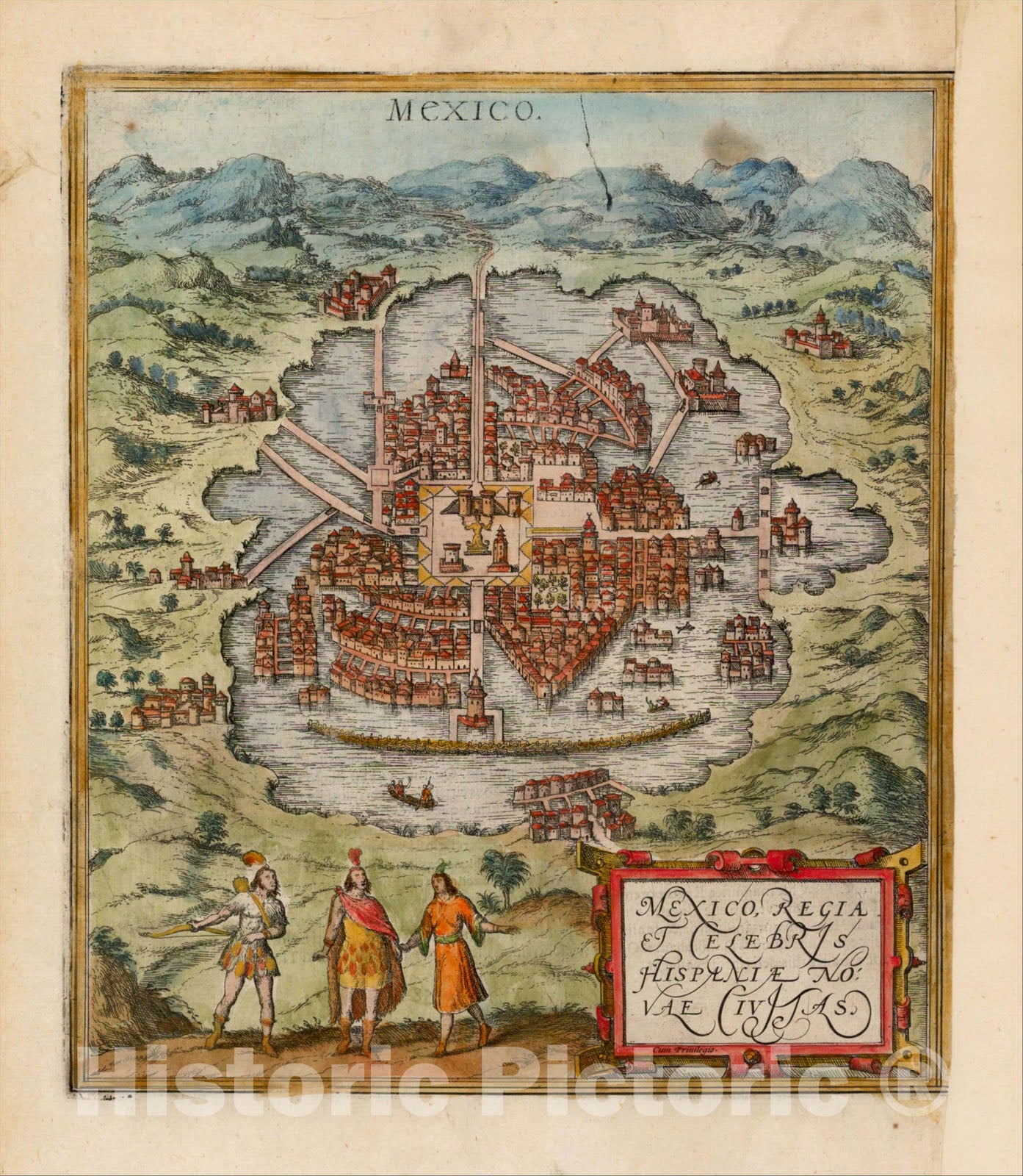 Historic Map : Mexico Regia et Celebris Hispaniae Novae Civitas, 1572, Georg Braun, Vintage Wall Art