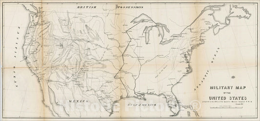 Historic Map : Military Map of the United States prepared in the Office of the Quarter Master General U.S.A. November 1857, 1857, , Vintage Wall Art