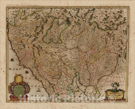 Historic Map : Principatus Pedemontii Ducatus Augustae Praetoriae Salutii Marchionatus Astae, Vercellarum et Niceae Comitatus Nova Tabula, c1640, , Vintage Wall Art