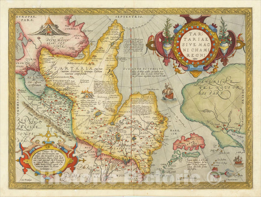 Historic Map : Tartariae Sive Magni Chami Regni typus, 1584, Abraham Ortelius, Vintage Wall Art