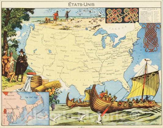 Historic Map : Antilles, 1950, Joseph Porphyre Pinchon, Vintage Wall Art