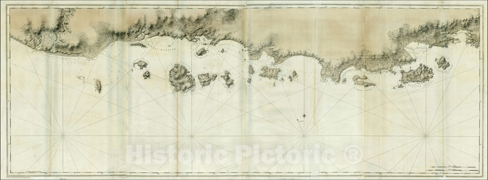 Historic Map : [Gulf of St. Lawrence from Riviere Saint-Jean Eastward to Ile Saint Genevieve and Ile Puyjalon], 1777, Joseph Frederick Wallet Des Barres, Vintage Wall Art