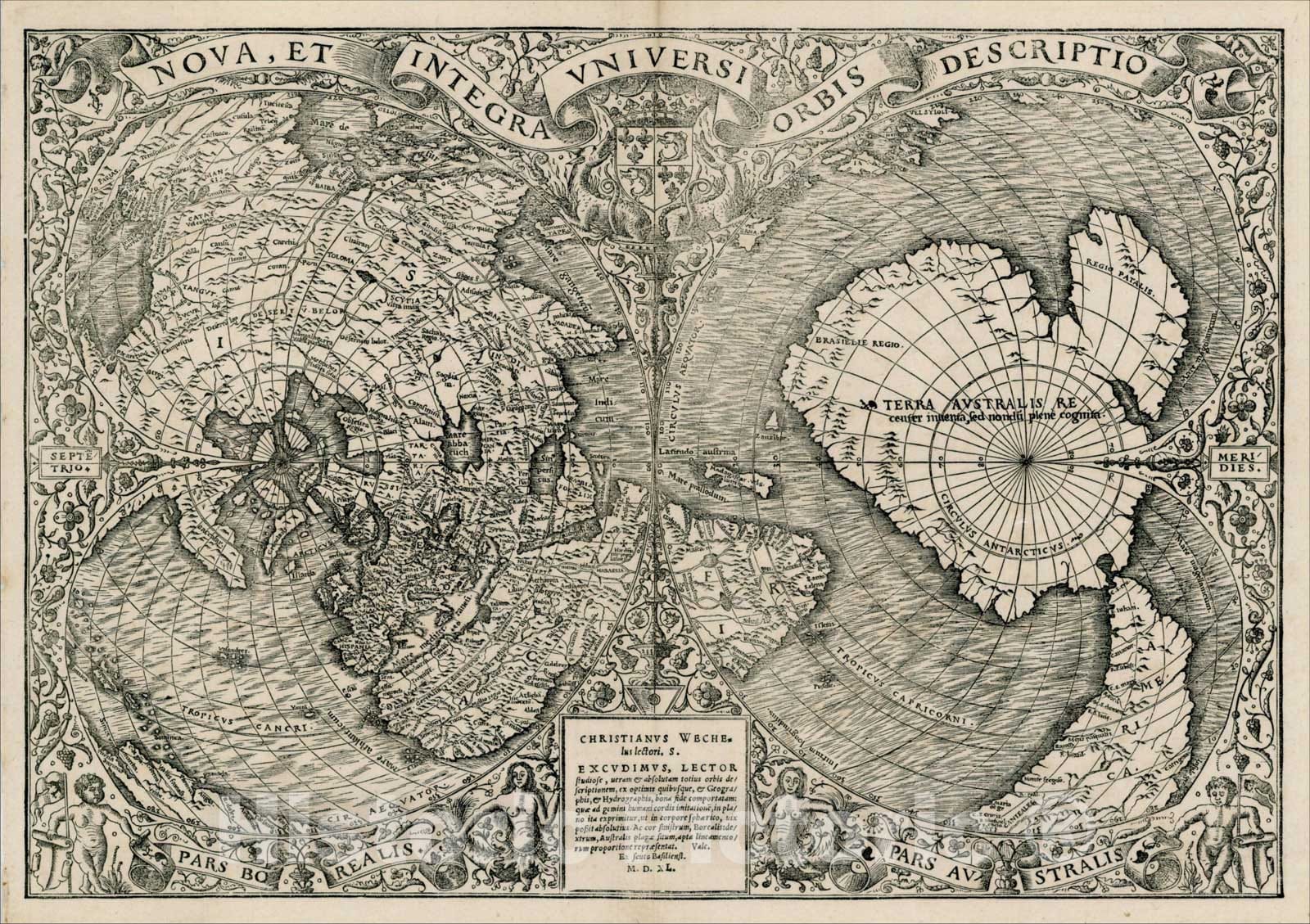 Historic Map : Nova, et Integra Universi Orbis Descriptio, 1540, , Vintage Wall Art