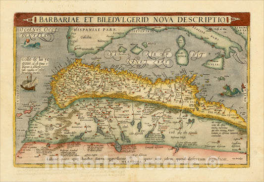 Historic Map : Barbariae Et Biledulgerid Nova Descriptio, 1609, Abraham Ortelius, Vintage Wall Art