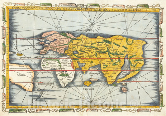 Historic Map : Orbis Typus Universalis Iuxta Hydrographorum Traditionem Exactissime Depicta. 1522. L.F., 1522, Lorenz Fries, Vintage Wall Art