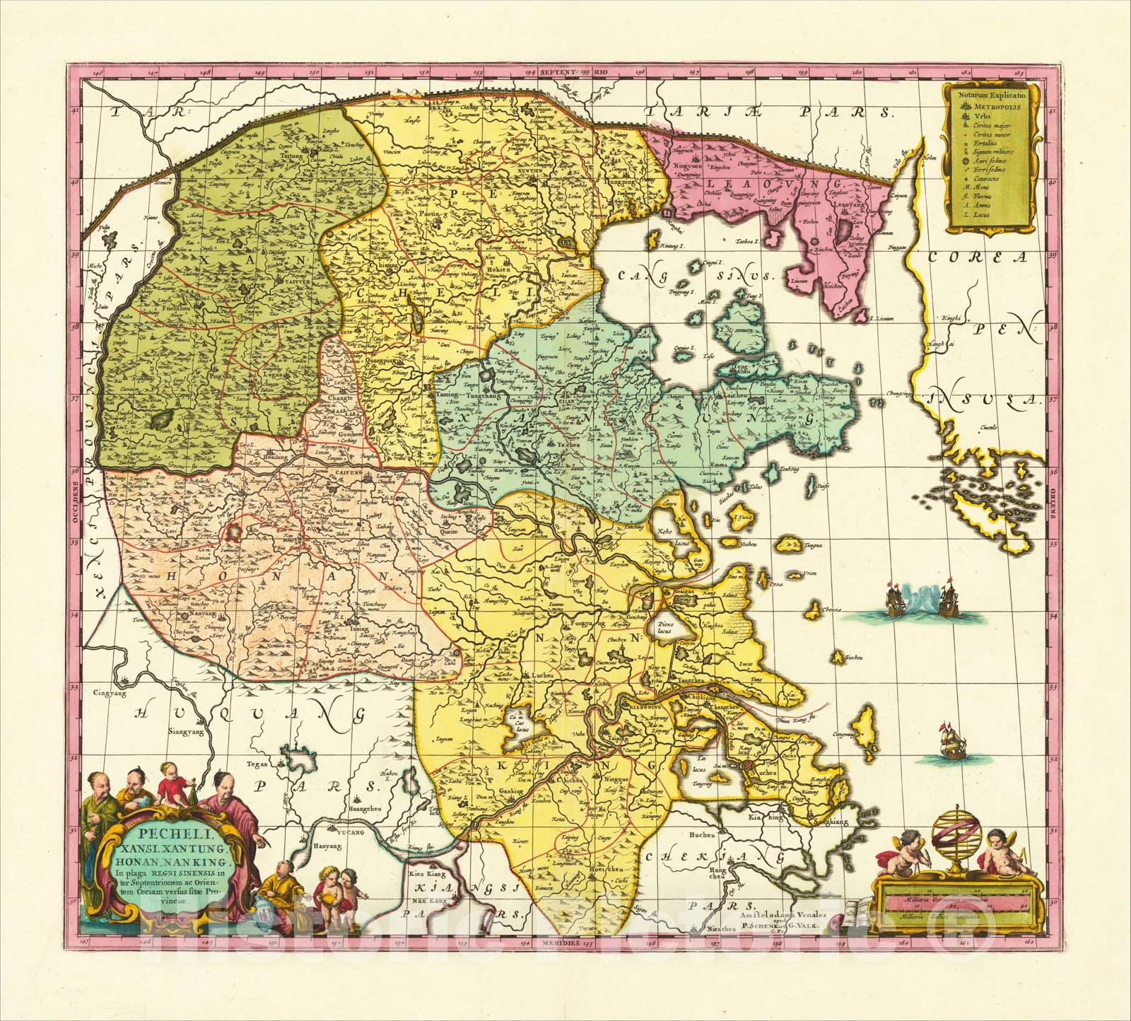 Historic Map : Pecheli, Xansi, Xantung, Honan, Nanking, In plaga Regni Sinensis in ter Septentrionem ac Orientem Ceciam versus sitae Provinciae, c1700, Vintage Wall Art