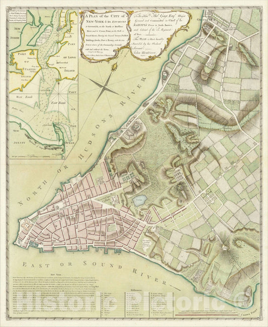 Historic Map : A Plan of the City of New-York & its Environs to Greenwich, on the North or Hudson's River, and to Crown Point, on the East or Sound River, 1775, Vintage Wall Art