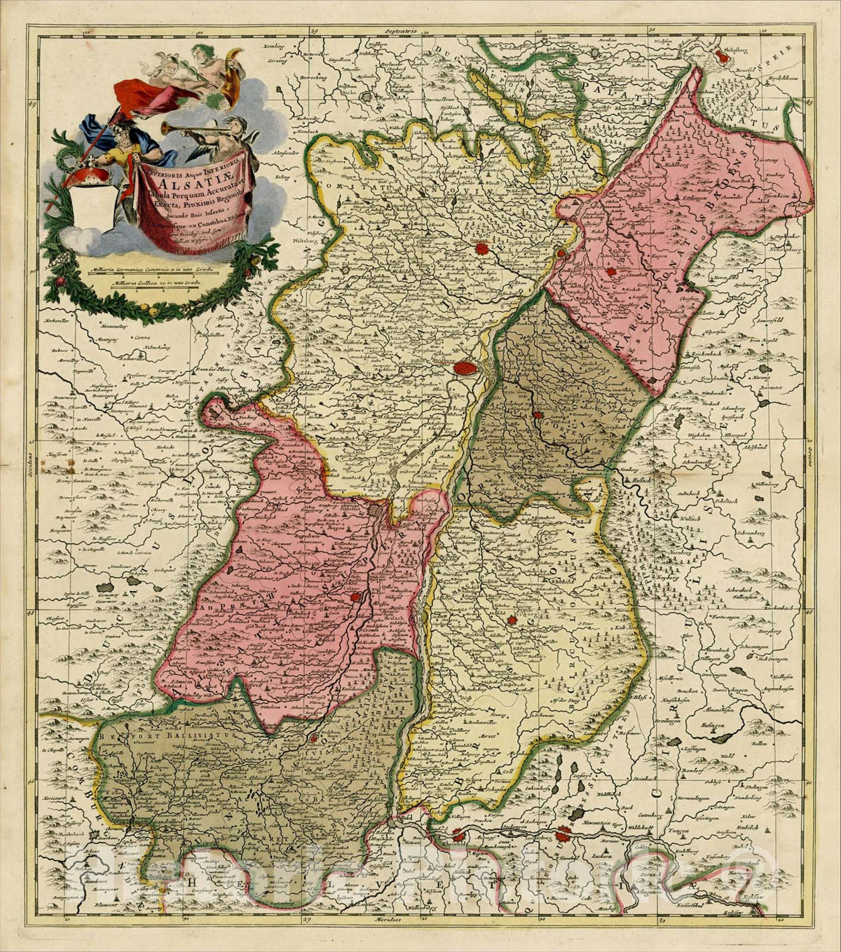 Historic Map : Superioris Atque Inferioris Alsatiae Tabula Perquaum Accurata et Exacta, Proximus Regioni, c1700, Peter Schenk, Vintage Wall Art