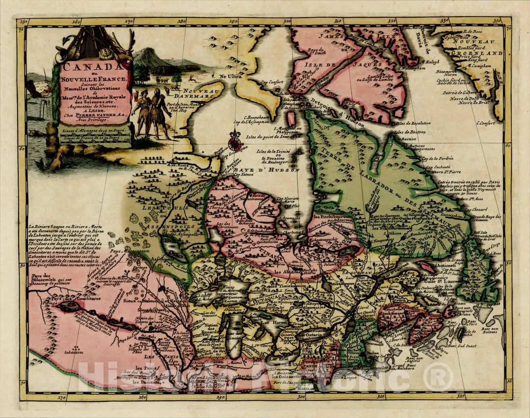 Historic Map : Canada ou Nouvelle France Suivant les Nouvelles Observations, 1714, Pieter van der Aa, Vintage Wall Art