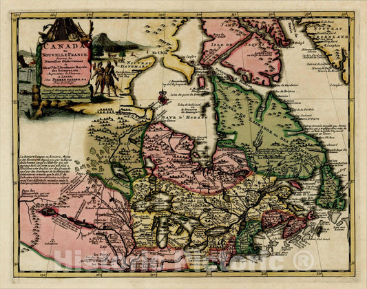 Historic Map : Canada ou Nouvelle France Suivant les Nouvelles Observations, 1714, Pieter van der Aa, Vintage Wall Art