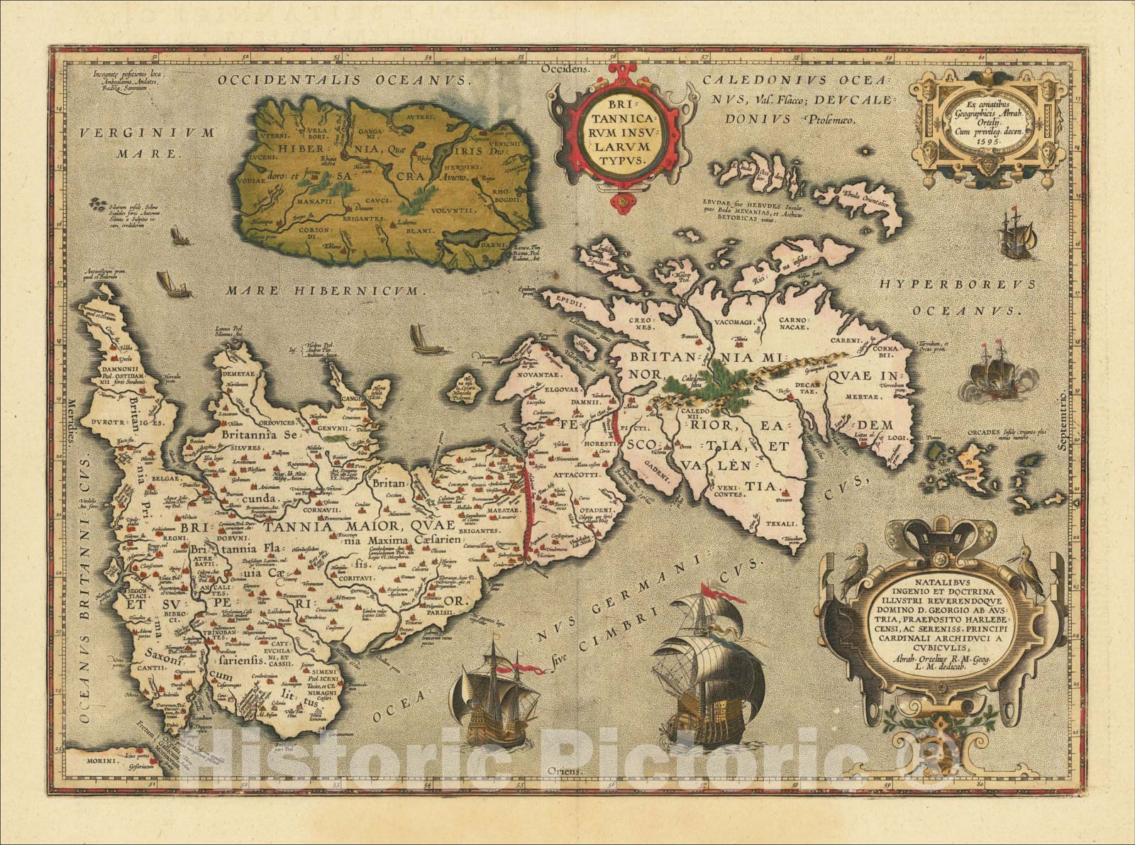 Historic Map : Britannicarum Insularum Typus, 1624, Abraham Ortelius, Vintage Wall Art