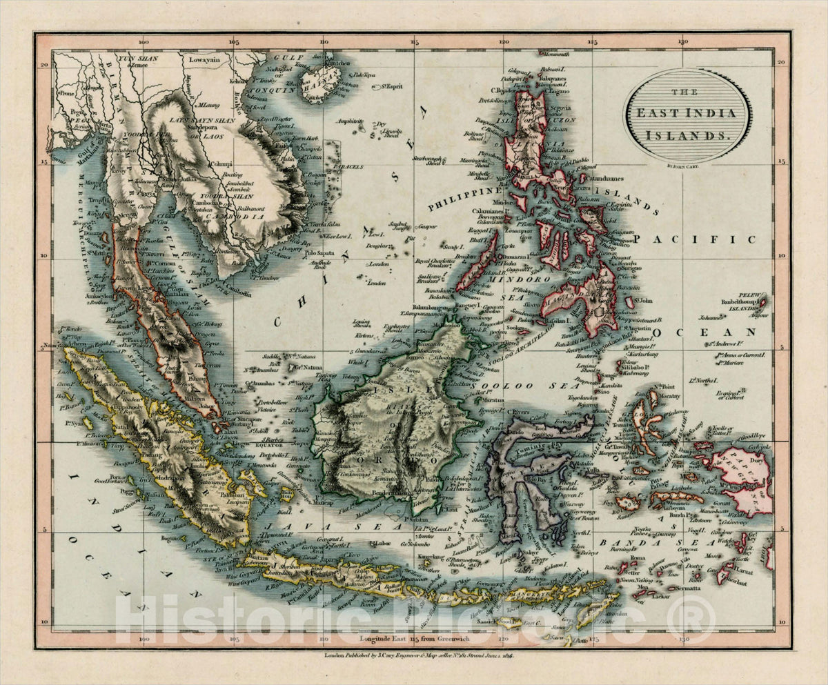 Historic Map : The East India Isles, 1813, John Cary, Vintage Wall Art