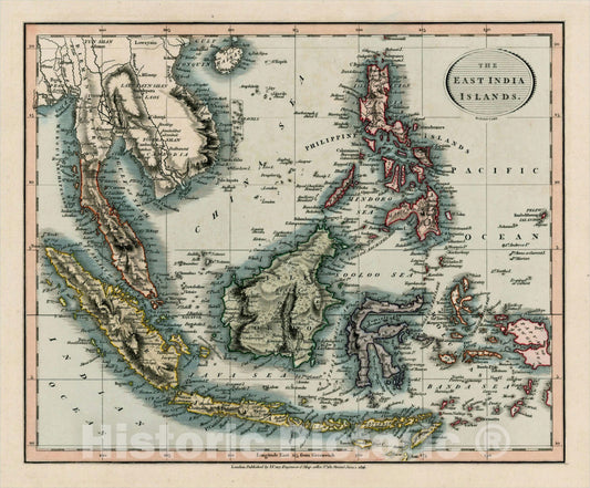 Historic Map : The East India Isles, 1813, John Cary, Vintage Wall Art