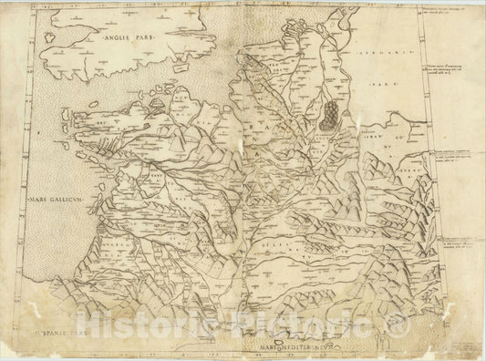 Historic Map : [Tabula Moderna Francie], 1507, Claudius Ptolemy, Vintage Wall Art