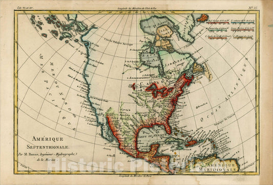 Historic Map : Amerique Septentrionale, 1787, Rigobert Bonne, v2, Vintage Wall Art