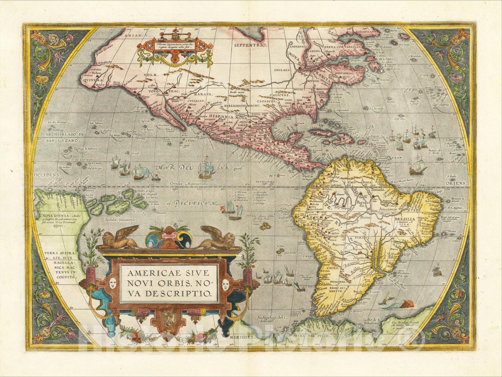 Historic Map : Americae Sive Novi Orbis Nova Descriptio, 1603, Abraham Ortelius, Vintage Wall Art