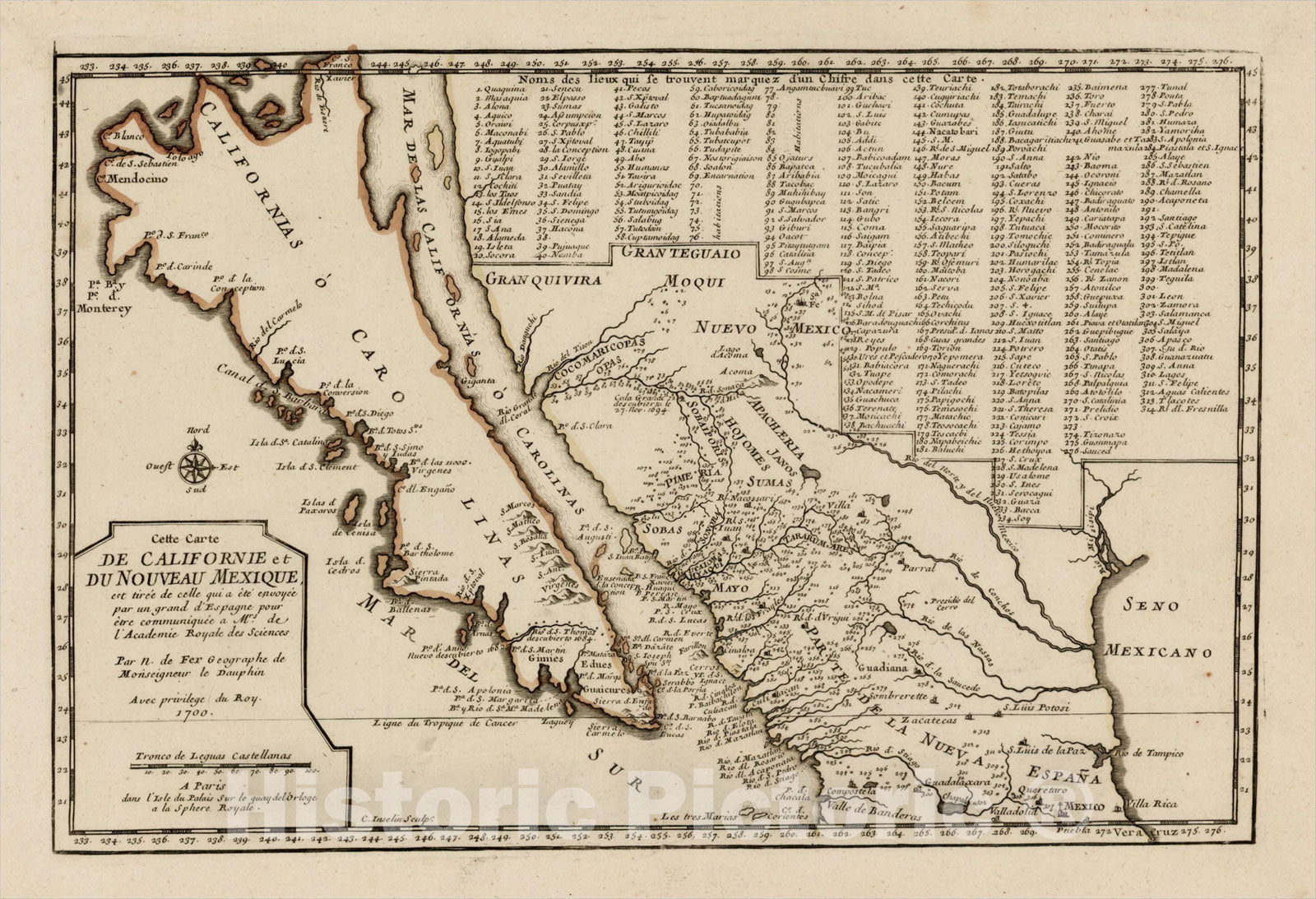 Historic Map : Cette Carte De Californie et Du Nouveau Mexique?1700, 1700, Nicolas de Fer, v3, Vintage Wall Art