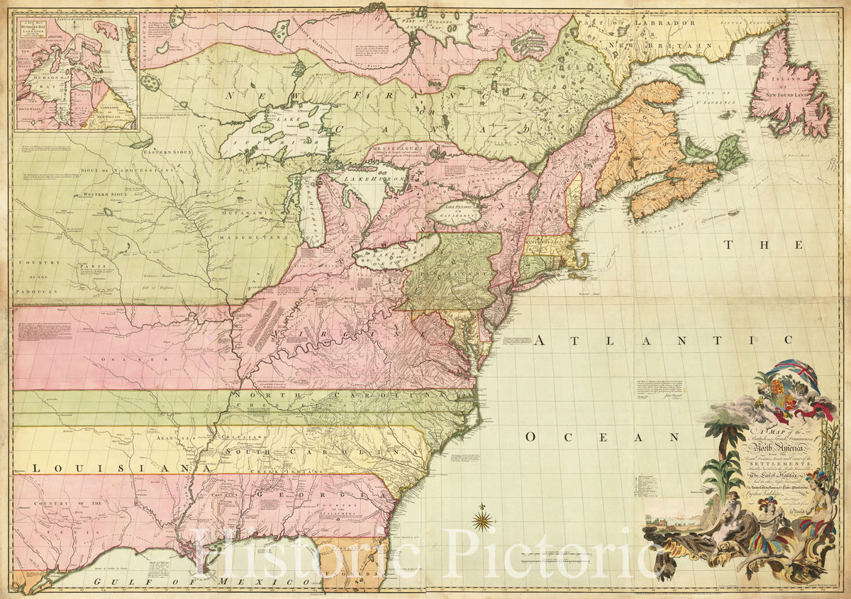 British and French Dominions in North America, 1755 - Historical Map Print