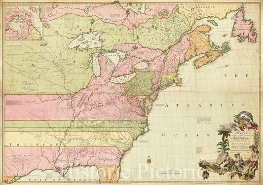 British and French Dominions in North America, 1755 - Historical Map Print