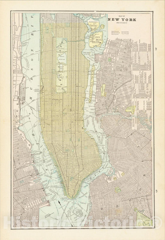 Historic Map : Map of New York and Vicinity, 1893, George F. Cram, v2, Vintage Wall Art