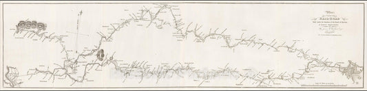 Historic Map : Map of a Survey For A Rail-Road Made under the diretion of the Board of Directors of Internal Improvements, 1828, J. V. N. Throop, Vintage Wall Art