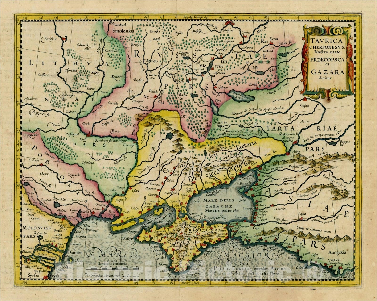 Historic Map : Taurica Chersonesus. Nostra aetate Przecopsca, at Gazara dicitur., 1595, Gerhard Mercator, Vintage Wall Art