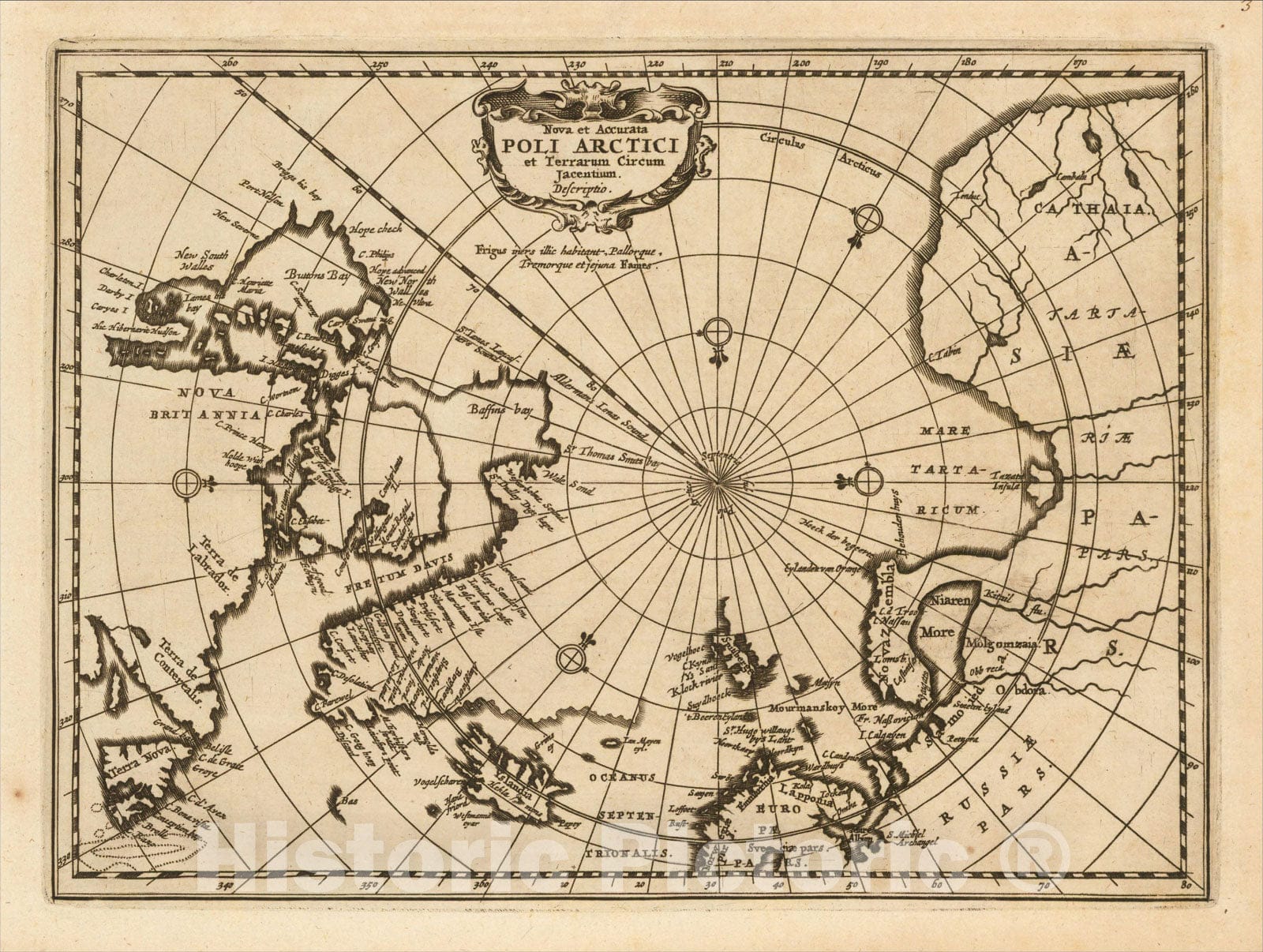 Historic Map : Nova et Accurata Poli Arctici et Terrarum Circum Jacentium Descriptio, 1676, , Vintage Wall Art