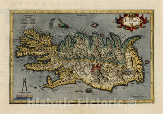 Historic Map : Islandia, c1628, Gerard Mercator, Vintage Wall Art