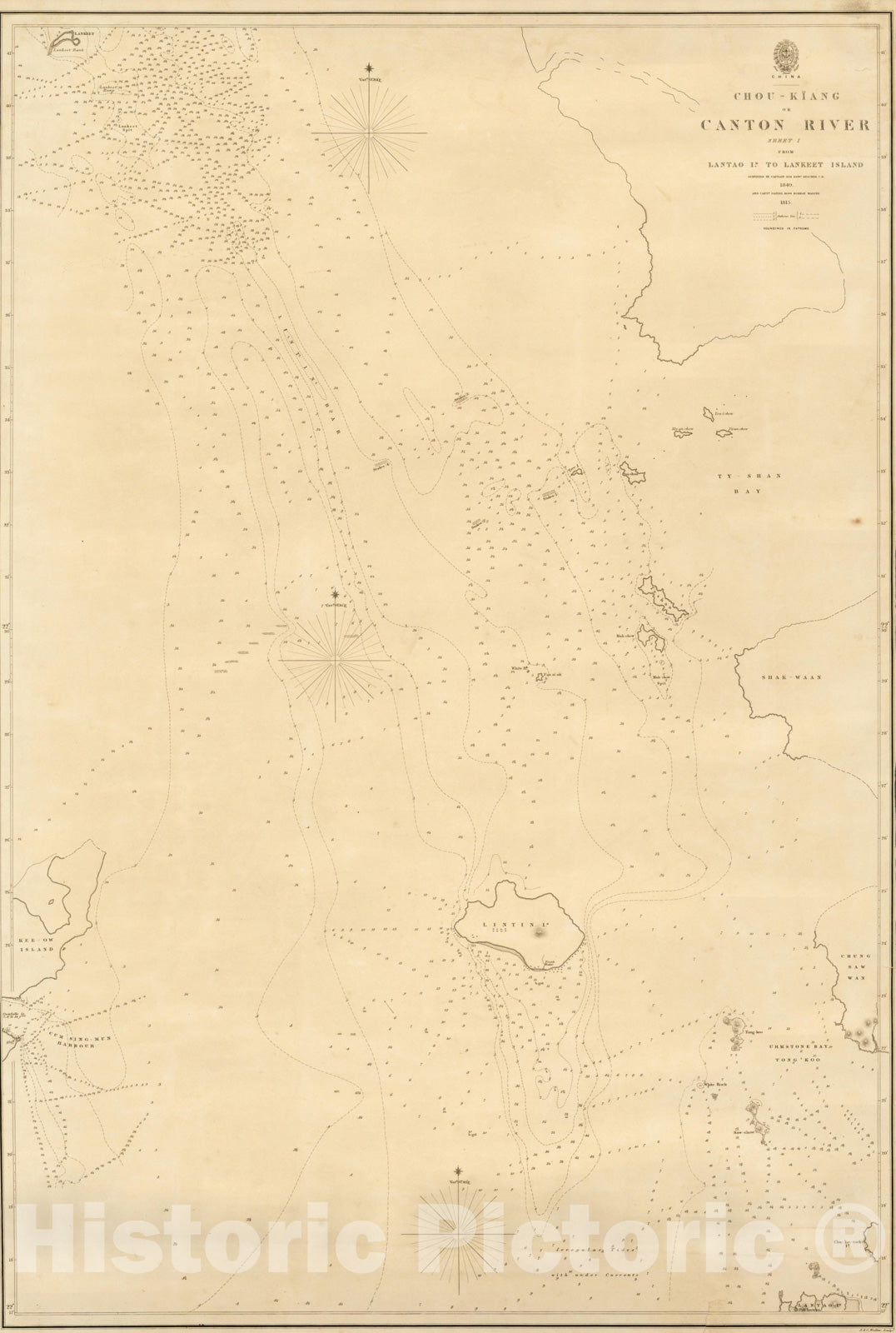 Historic Map : Chou-Kiang or Canton River Sheet, 1846, British Admiralty, Vintage Wall Art