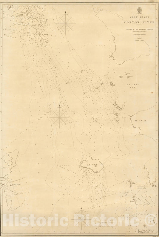 Historic Map : Chou-Kiang or Canton River Sheet, 1846, British Admiralty, Vintage Wall Art