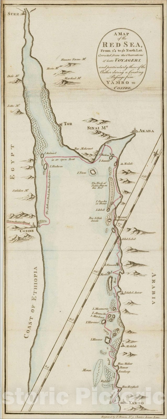 Historic Map : A Map of the Red Sea From 24? to 3? North Lat, 1780, , Vintage Wall Art