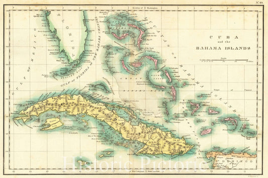 Cuba and Bahama Islands - Statistical Map, 1822 | Historical Map Reproduction