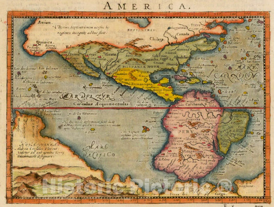 Historic Map : America, 1596, Giovanni Antonio Magini, v2, Vintage Wall Art