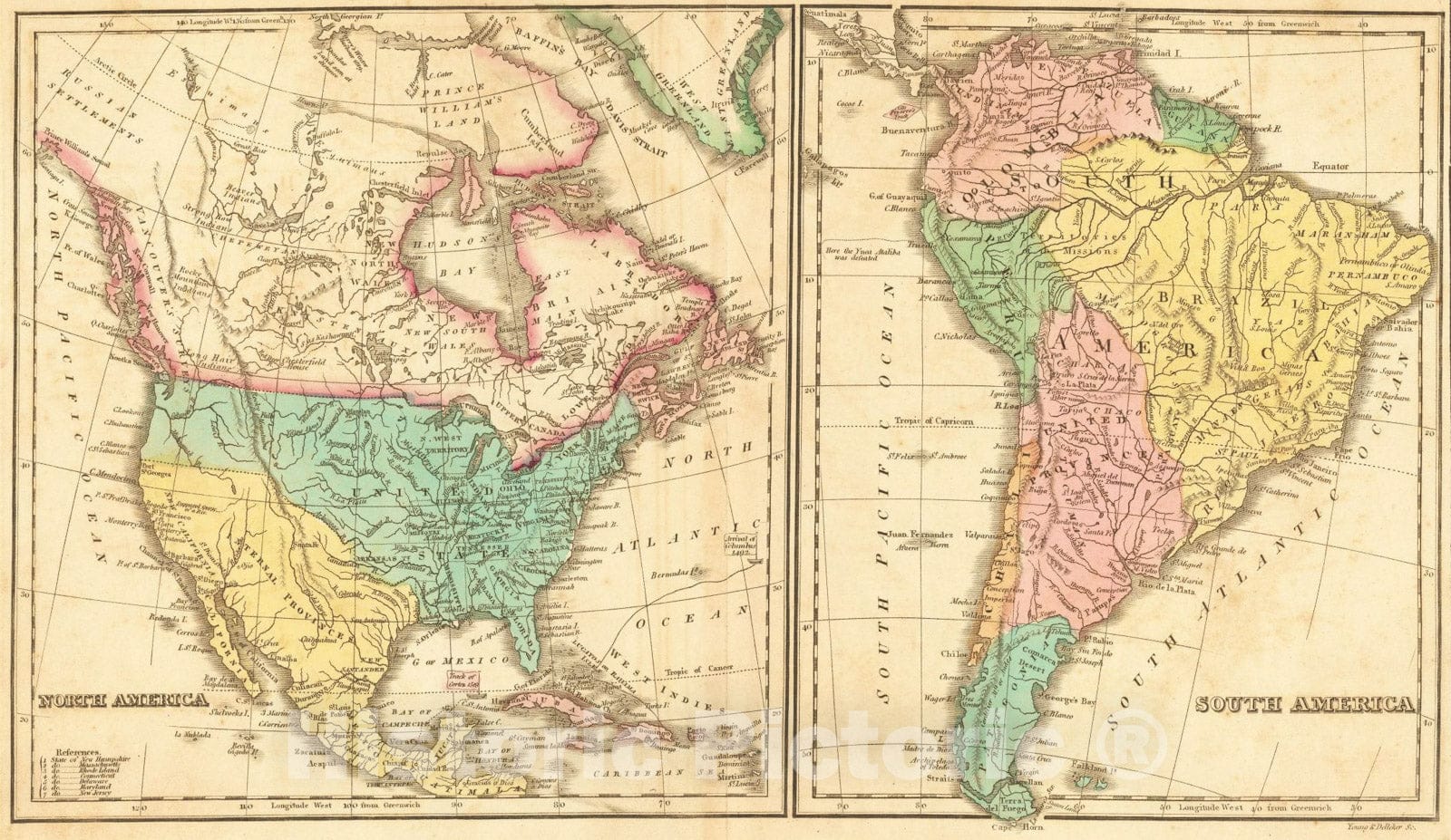 Historic Map : Geographical, Statistical and Historical Map of America, 1822, Henry Charles Carey, Vintage Wall Art