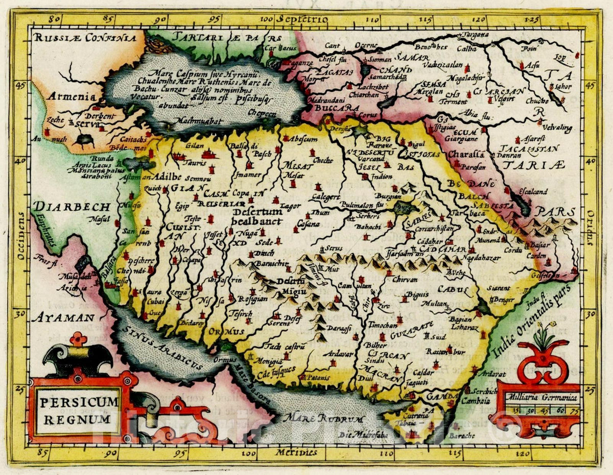 Historic Map : Persicum Regnum, 1625, Jodocus Hondius, Vintage Wall Art