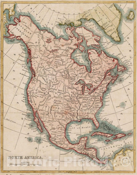 Historic Map : North America (Showing Russian Territory), 1850, Anonymous, Vintage Wall Art