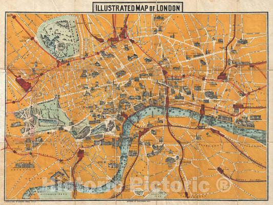 Historic Map : Illustrated Map of London, 1887, Charles Smith, Vintage Wall Art