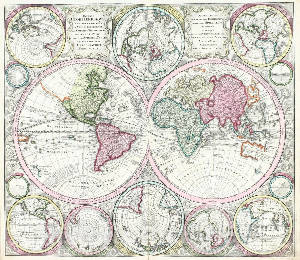 Historic Map : Atlas Novus Sive Tabula Geographicae Totius Orbis FAciem Partes Imperia, Regna et Provincias Exhibentis , 1720, Matthaus Seutter, Vintage Wall Art