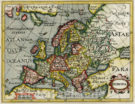Historic Map : Europae, 1625, Jodocus Hondius, Vintage Wall Art