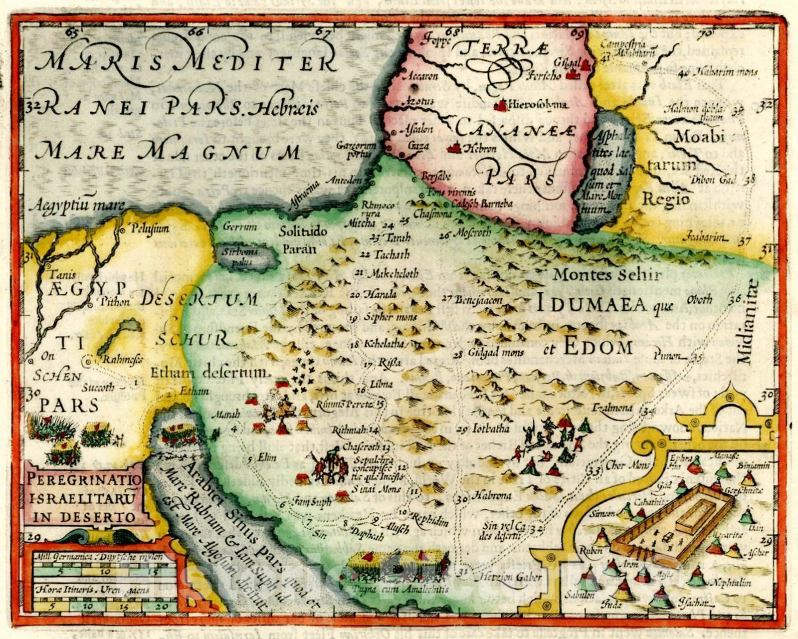 Historic Map : Peregrinatio Israelitaru In Deserto, 1625, Jodocus Hondius, v1, Vintage Wall Art