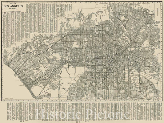 Historic Map : Hill's Los Angeles City Map and Tourist Guide 194 Edition, 1940, Hill Map Company, Vintage Wall Art