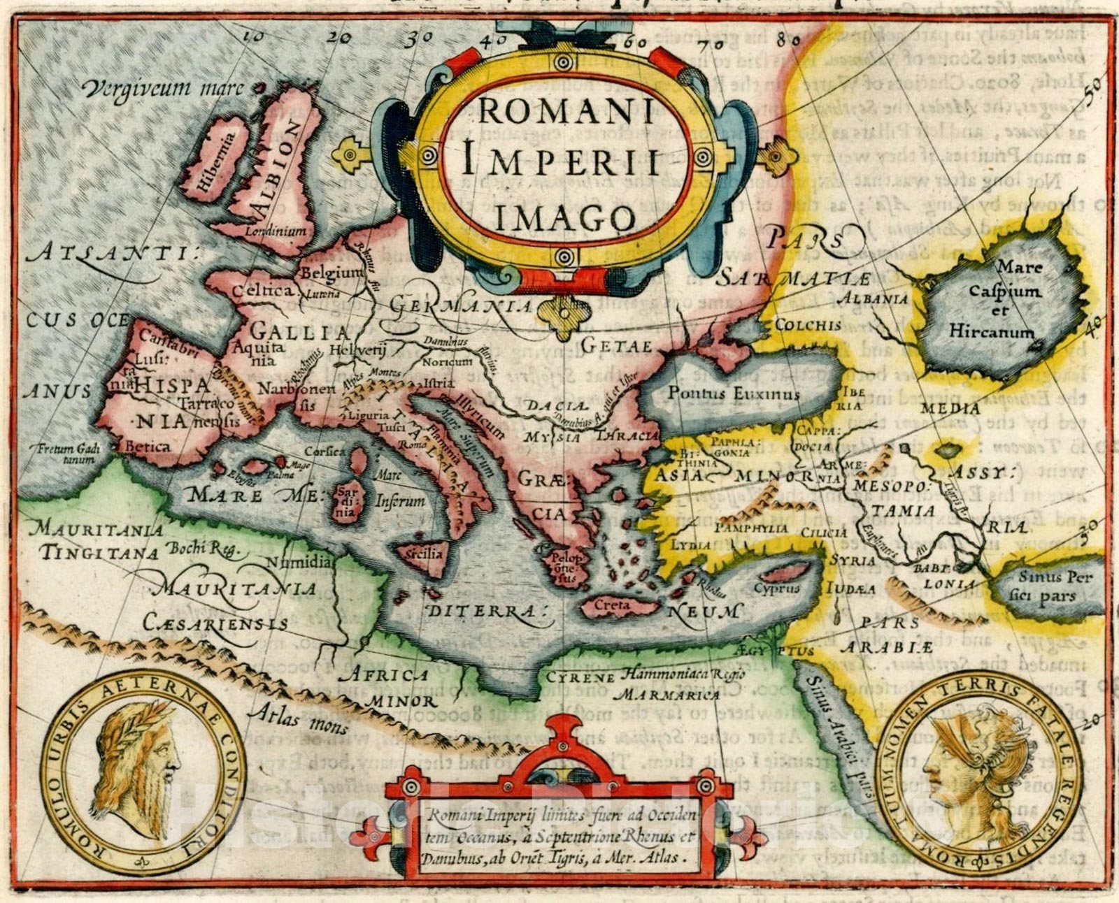 Historic Map : Romanii Imperii Imago, 1625, Jodocus Hondius, Vintage Wall Art