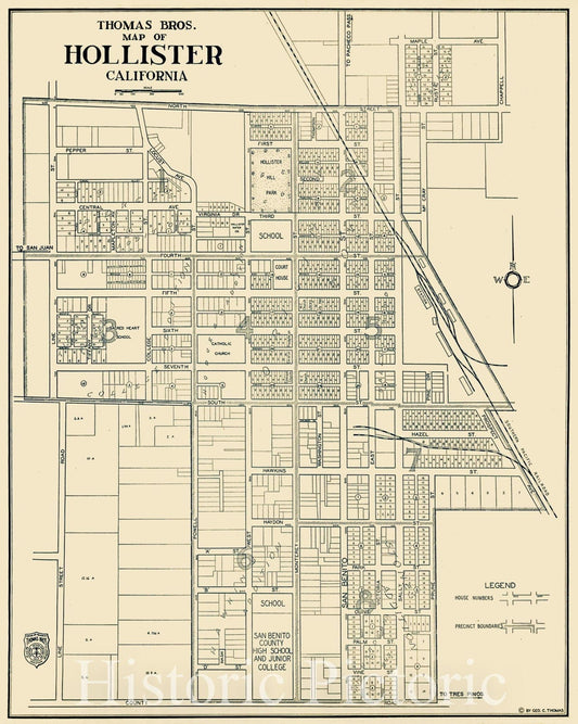 Hollister California - City Plan Map, 1920 ca | Historical Map Print