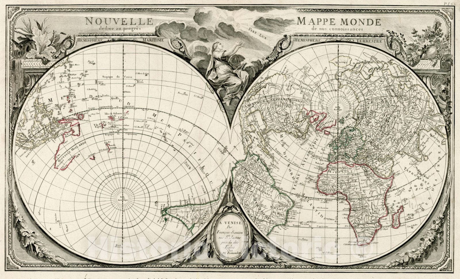 Historic Map : Nouvelle Mappe Monde dediee au progres de nos connoissances [Bay of the West], 1784, , Vintage Wall Art