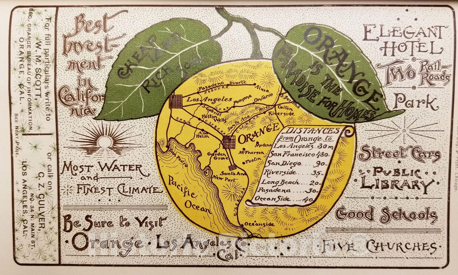Historic Map : Annual and Guide to California, issued by A. Phillips and Co., Manager of Boston and California Excursions, 1887, H.S. Crocker & Co., Vintage Wall Art
