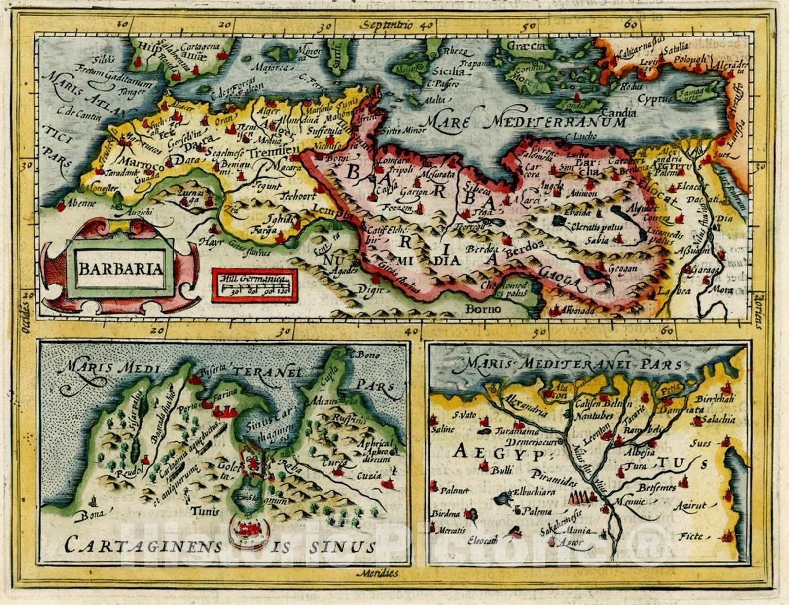 Historic Map : Barbaria with Cartagena with Aegptus, 1625, Jodocus Hondius, Vintage Wall Art